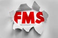 FMS acronym for fleet management system revealed through torn paper. Logistics and transportation concept for tracking, Royalty Free Stock Photo