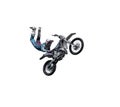 FMX biker doing superman seat grab on white background Royalty Free Stock Photo