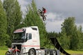 FMX Show by Joni Hynell and Co at Riverside Truck Meeting 2015 Royalty Free Stock Photo