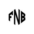 FNB letter logo design with polygon shape. FNB polygon and cube shape logo design. FNB hexagon vector logo template white and