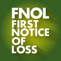 FNOL - First Notice Of Loss acronym, business concept background Royalty Free Stock Photo