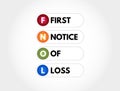 FNOL - First Notice Of Loss acronym, business concept background Royalty Free Stock Photo