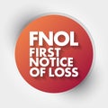 FNOL - First Notice Of Loss acronym, business concept background Royalty Free Stock Photo