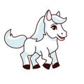 Foal. Vector illustration of a small horse, pony. Transparent background. Cute cartoon style for kids.