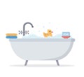 Foam bath on an isolated background. Cute vector illustration Royalty Free Stock Photo