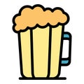 Foam beer mug icon vector flat