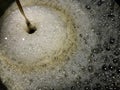 Foam from brewing beer in a brewery