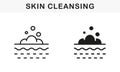 Foam Bubble on Skin for Deep Cleansing Line and Silhouette Icon Set. Skin Cosmetic Procedure Symbol Collection. Cream