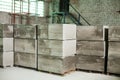 Foam concrete blocks production. Lightweight construction brick. Lightweight foamed gypsum block