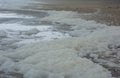 Foam created by the agitation of seawater