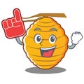 Foam finger bee hive character cartoon Royalty Free Stock Photo