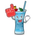 Foam finger blue hawaii mascot cartoon Royalty Free Stock Photo