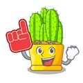 Foam finger cereus cactus with flower buds cartoon