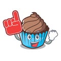 Foam finger chocolate cupcake mascot cartoon