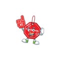 Foam finger christmas sale tag on mascot cartoon style