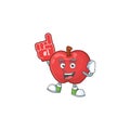 Foam finger cute apple character mascot with object cartoon Royalty Free Stock Photo