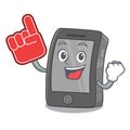 Foam finger ipad in the a cartoon shape Royalty Free Stock Photo
