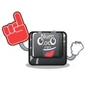 Foam finger num lock on a keyboard mascot