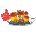 Foam finger orange sponge coral in shape mascot Royalty Free Stock Photo