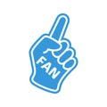 Foam fingers FAN. Number one, fan hand glove with red finger raised. Royalty Free Stock Photo