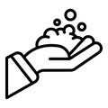 Foam in hand icon, outline style Royalty Free Stock Photo