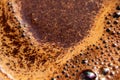 foam of hot custard coffee as background macro photo, coffee