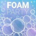 Foam party concept background, cartoon style