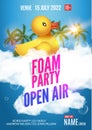 Foam Party summer Open Air. Beach party foam party poster or flyer design template