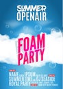 Foam Party summer Open Air. Beach poster or flyer design template