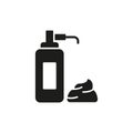 Foam Pump Bottle for Shave Silhouette Icon. Package for Lotion, Gel, Cream Black Pictogram. Container For Hair Care