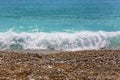 Foam waves on the seaside in Belcekiz Beach. Fethiye-Mugla Royalty Free Stock Photo