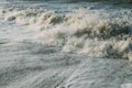 The sea is stormy. Seascape with big waves. Royalty Free Stock Photo