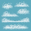 Foaming bubbles. Soapy transparent circles and balls white realistic vector foam templates Royalty Free Stock Photo