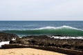 Foaming white backwash at Ocean Beach Bunbury, Western Australia. Royalty Free Stock Photo