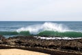 Foaming white backwash at Ocean Beach Bunbury, Western Australia. Royalty Free Stock Photo