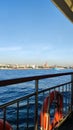 Foams on the surface of the city passenger ferry and sea on the move. View of Istanbul harbor away from Kadikoy Royalty Free Stock Photo