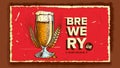 Foamy Beer Glass Brewery Advertising Banner Vector