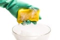 Foamy cleaning sponge in a hand Royalty Free Stock Photo