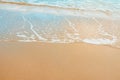 Foamy Clear Sea Wave Rolling to Golden Sand Shore Turquoise Water. Beautiful Tranquil Idyllic Scenery. Ocean Beach Vacation Relax Royalty Free Stock Photo