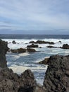 Foamy waters, waves, at Bisciotos, in Northern Terceira Island in the Azores