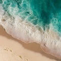 Foamy wave on sandy beach, picturesque coastal scene