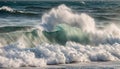 foamy waves rolling up ocean