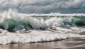 foamy waves rolling in ocean