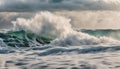 foamy waves rolling up ocean