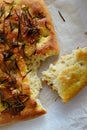 Focaccia bread with rosemary and olive oil Royalty Free Stock Photo