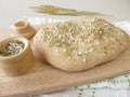 Focaccia bread with rosemary and salt Royalty Free Stock Photo