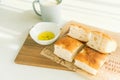 Focaccia for breakfast Royalty Free Stock Photo