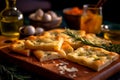 Focaccia - Flatbread topped with olive oil, salt, and various herbs or toppings