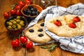 Focaccia with olives Royalty Free Stock Photo