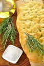 Focaccia with rosemary, olive oil and coarse salt Royalty Free Stock Photo